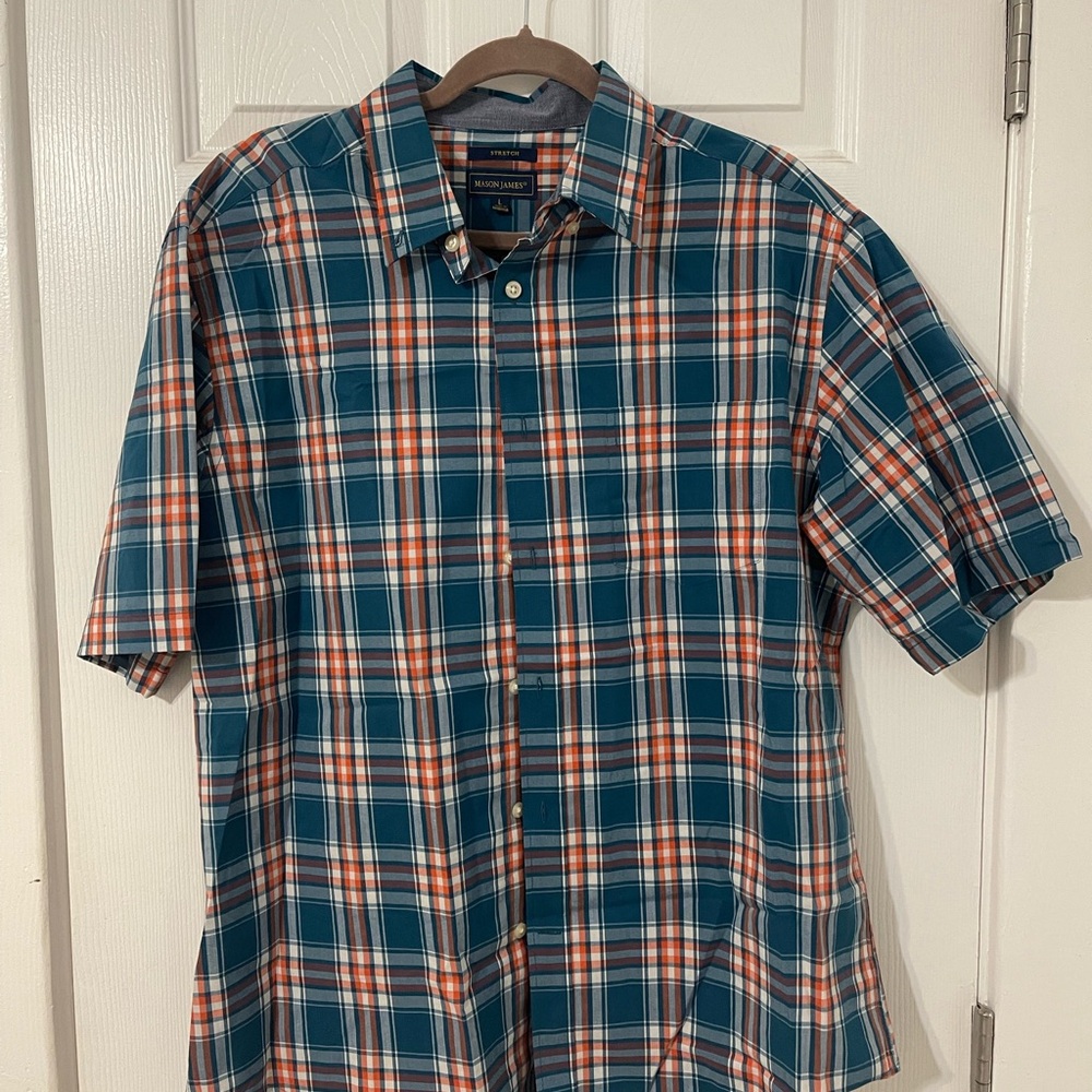Madison James Blue and Orange Casual Button Down Shirt